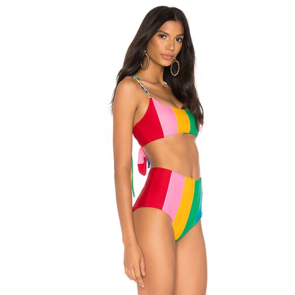 Paper London Sunshine Rainbow Stripe High Waist Bikini - Picture 3 of 9